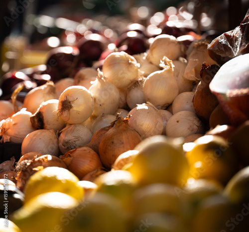 Onions and lemons at market