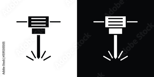 Hydraulic breaker icon in modern thin line and glyph concept.