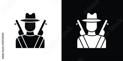 Hunter icon in modern thin line and glyph concept.