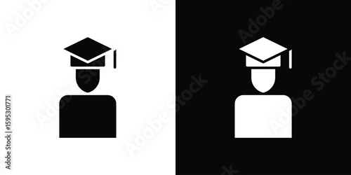 Graduated icon in modern thin line and glyph concept.