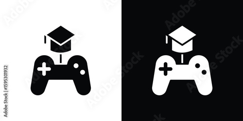 Game based learning icon in modern thin line and glyph concept.