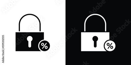 Fixed rate mortgage icon in modern thin line and glyph concept.