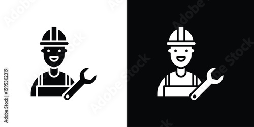 Engineer icon in modern thin line and glyph concept.
