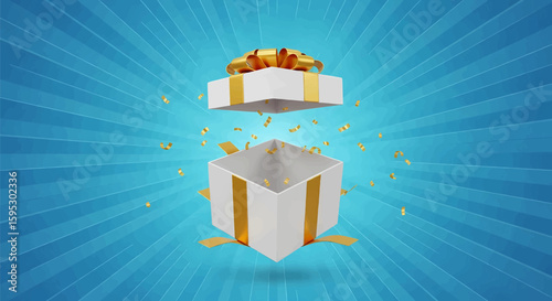 Unveiling the Delight An Open Gift Box with Joyful Surprises and Festive Confetti, a Celebration