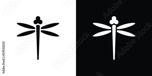 Dragon fly icon in modern thin line and glyph concept.