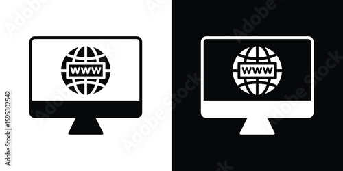 Domain icon in modern thin line and glyph concept.