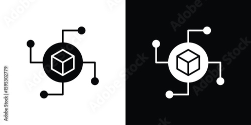 Decentralized icon in modern thin line and glyph concept.