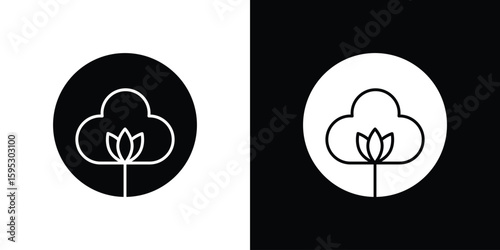 Cotton icon in modern thin line and glyph concept.