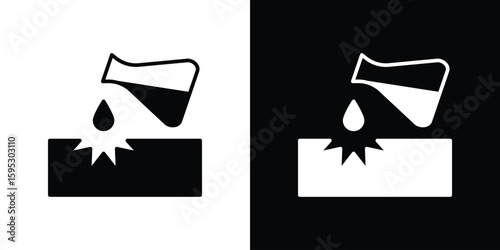 Corrosive substance icon in modern thin line and glyph concept.