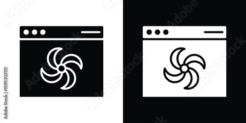 Convection turbofan stove icon in modern thin line and glyph concept.