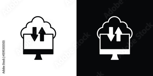 Cloud computing icon in modern thin line and glyph concept.