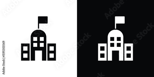 City hall icon in modern thin line and glyph concept.