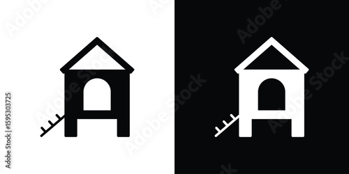 Chicken coop icon in modern thin line and glyph concept.