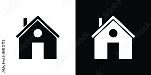 Chalet icon in modern thin line and glyph concept.