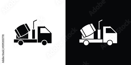 Cement truck icon in modern thin line and glyph concept.