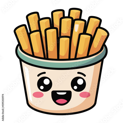 Cute kawaii french fries cartoon character