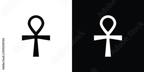 Ankh icon in modern thin line and glyph concept.