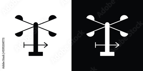 Anemometer icon in modern thin line and glyph concept.