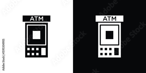 ATM machine icon in modern thin line and glyph concept.