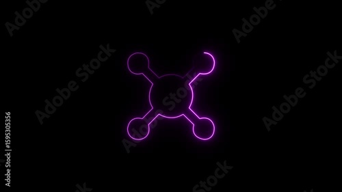 Mesmerizing neon purple abstract geometric shape animation with glowing lines on a dark background