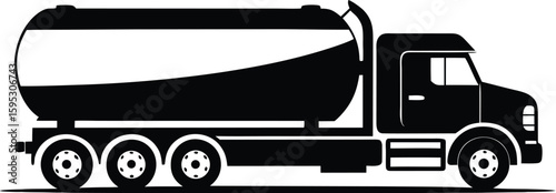 Tanker truck silhouette, fuel truck icon, transport vehicle vector