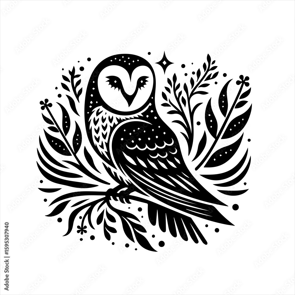 Obraz premium An owl perched on a branch