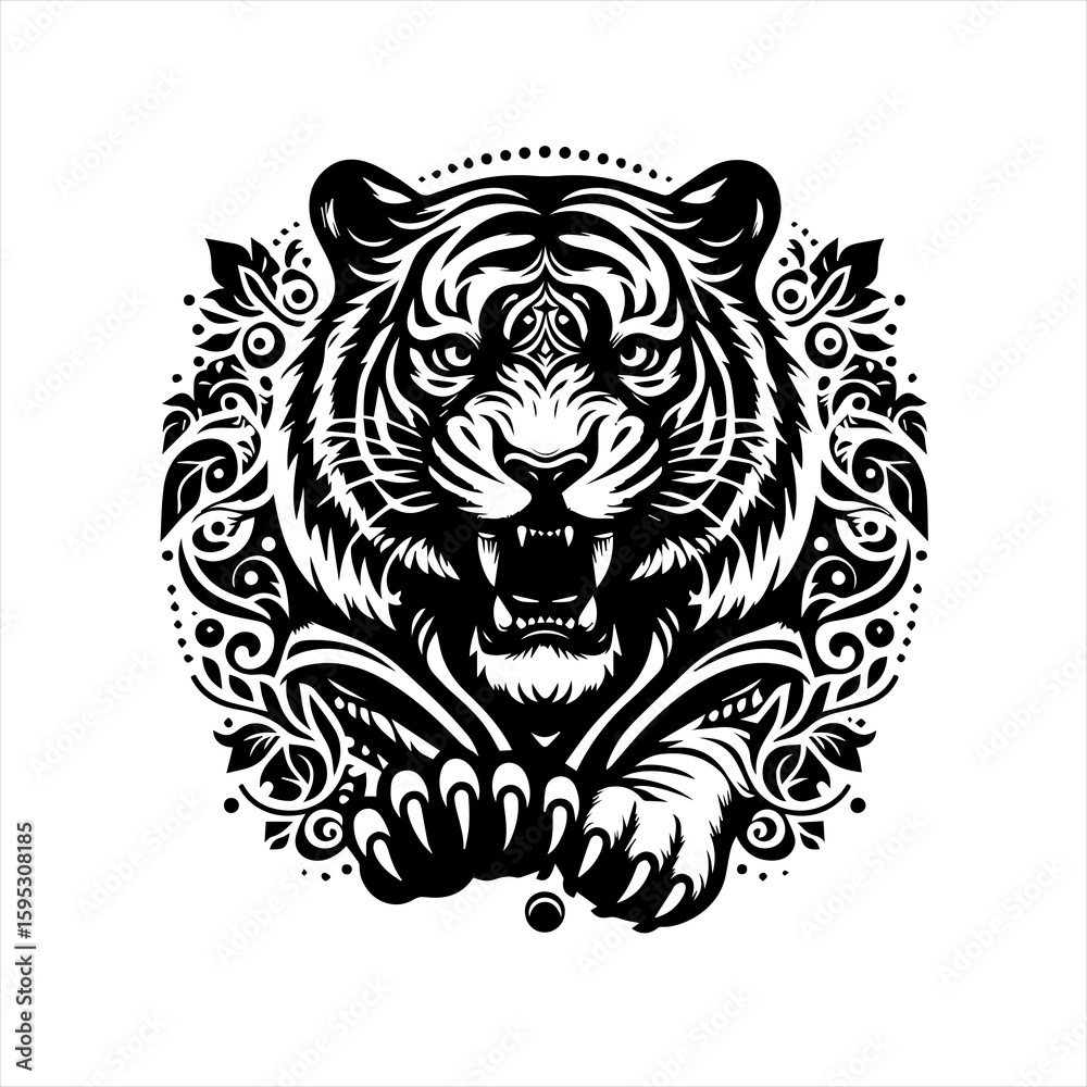 Fototapeta premium Tiger head isolated on white