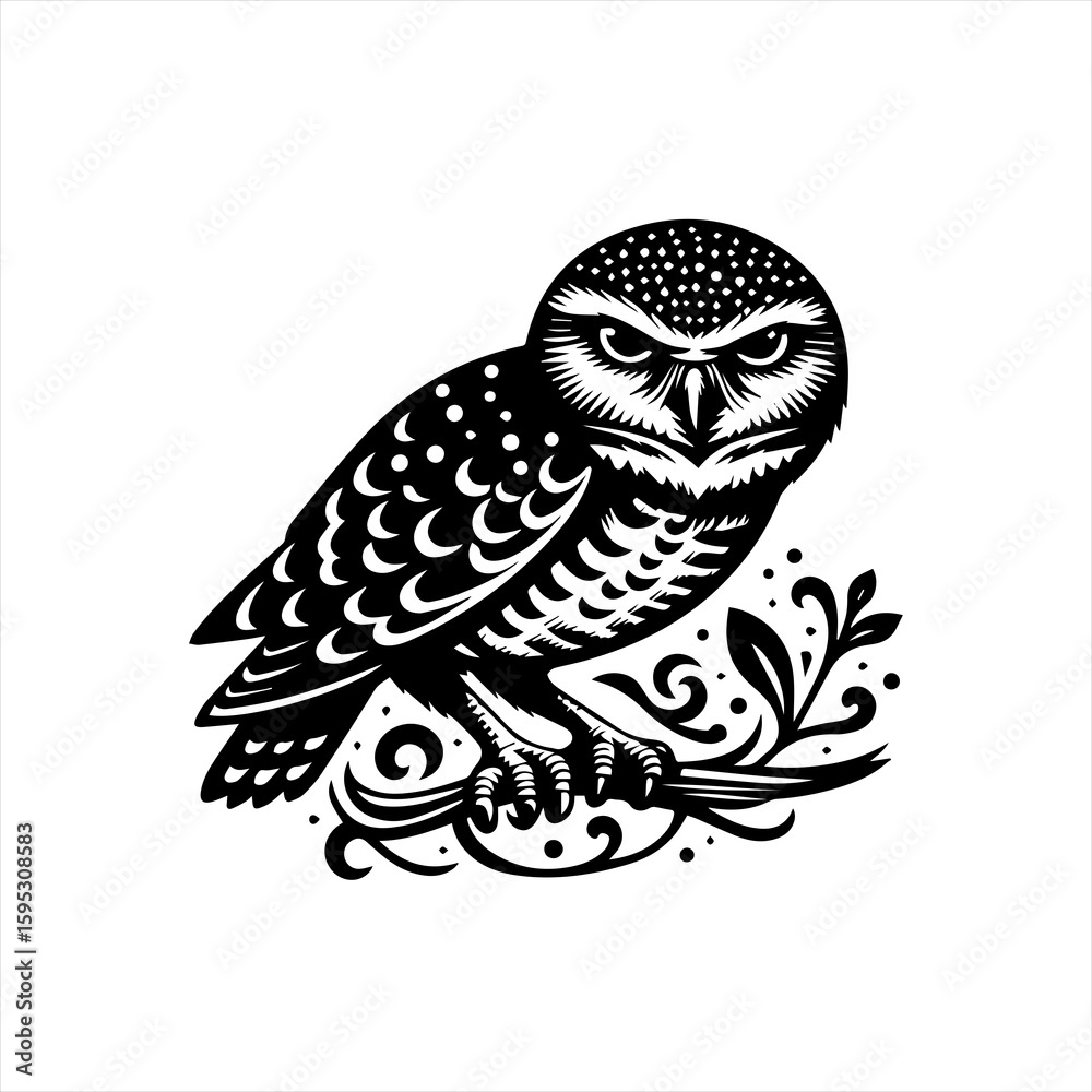 Obraz premium Owl perched on branch