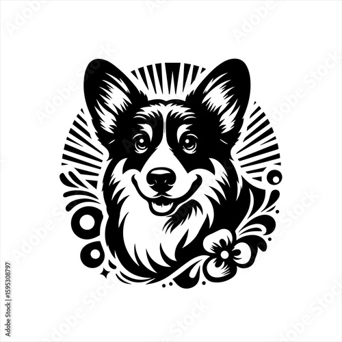 Happy corgi dog portrait