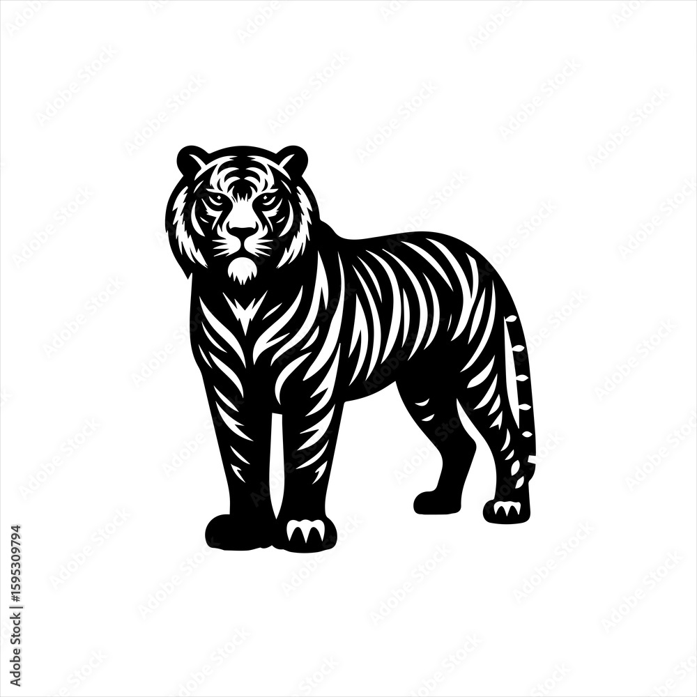 Fototapeta premium Tiger standing on a white background