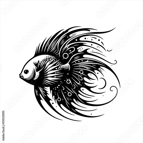 Betta fish with flowing fins