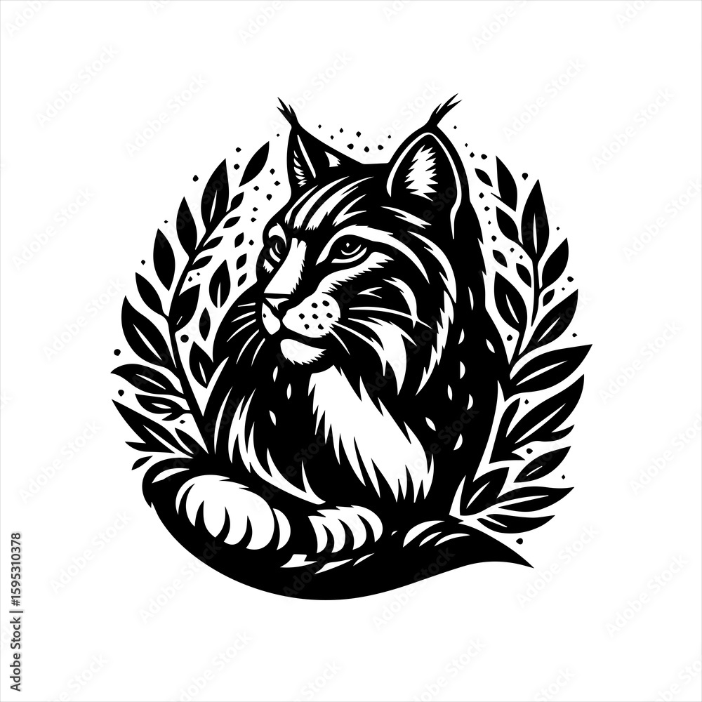 Fototapeta premium Lynx portrait with laurel wreath