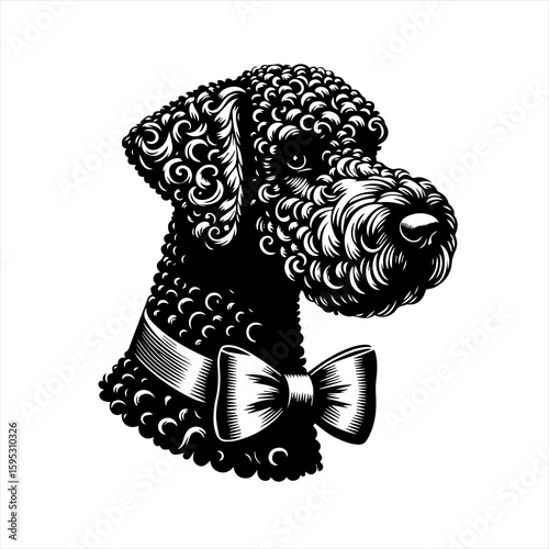 Poodle dog with bow tie