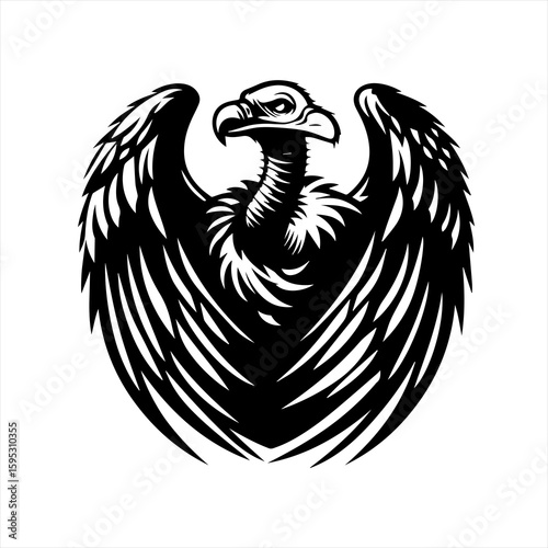 Vulture with spread wings