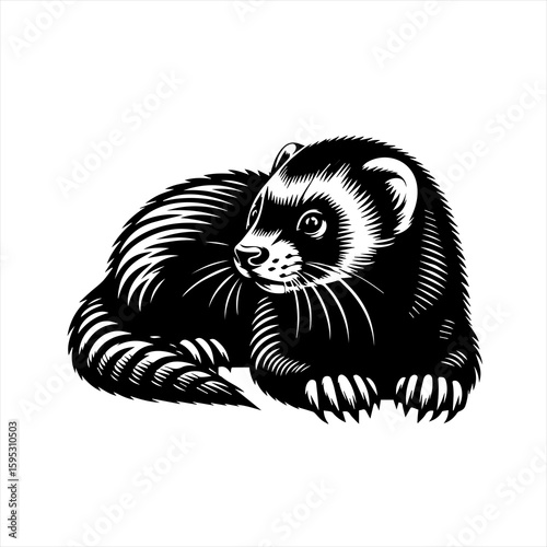 Ferret lying down illustration