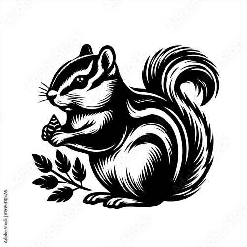 Chipmunk holding a nut