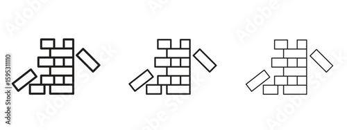 Wooden block icon in stroke art design versions. EPS 10