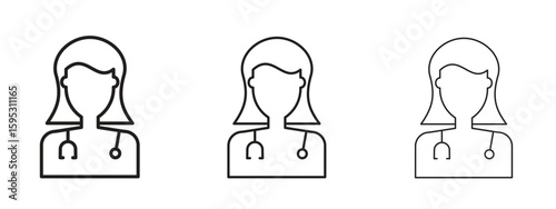 Woman Doctor icon in stroke art design versions. EPS 10