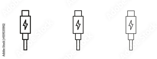 USB type c icon in stroke art design versions. EPS 10