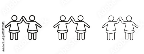 Twin icon in stroke art design versions. EPS 10