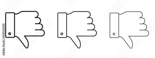 Thumb down icon in stroke art design versions. EPS 10