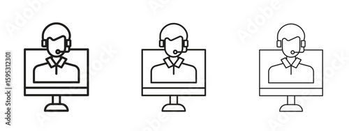 Tech support icon in stroke art design versions. EPS 10