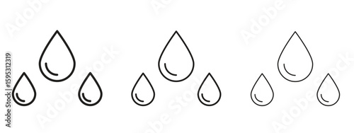 Tear drop icon in stroke art design versions. EPS 10