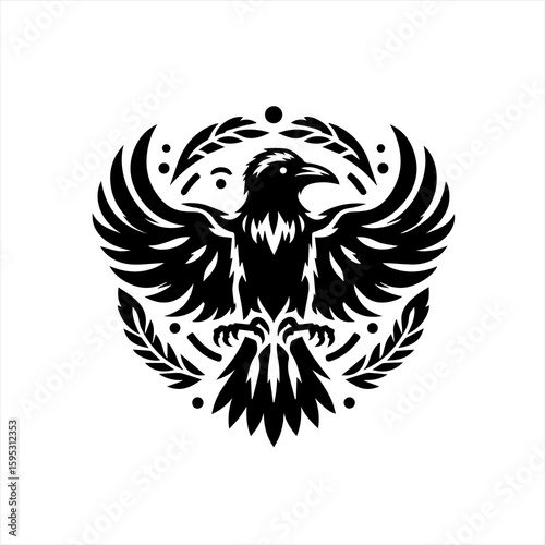 Raven with spread wings emblem