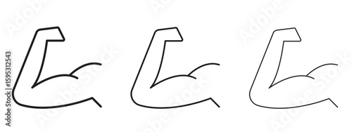 Strong arm icon in stroke art design versions. EPS 10