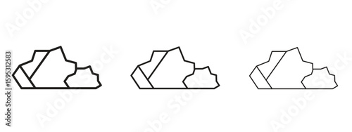 Stone icon in stroke art design versions. EPS 10