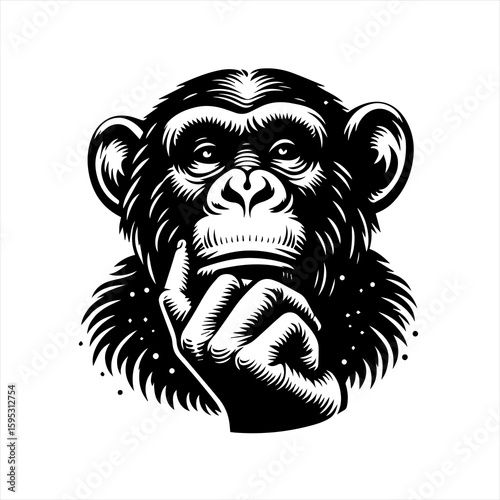 Chimpanzee thinking illustration