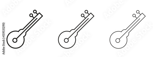 Sitar icon in stroke art design versions. EPS 10