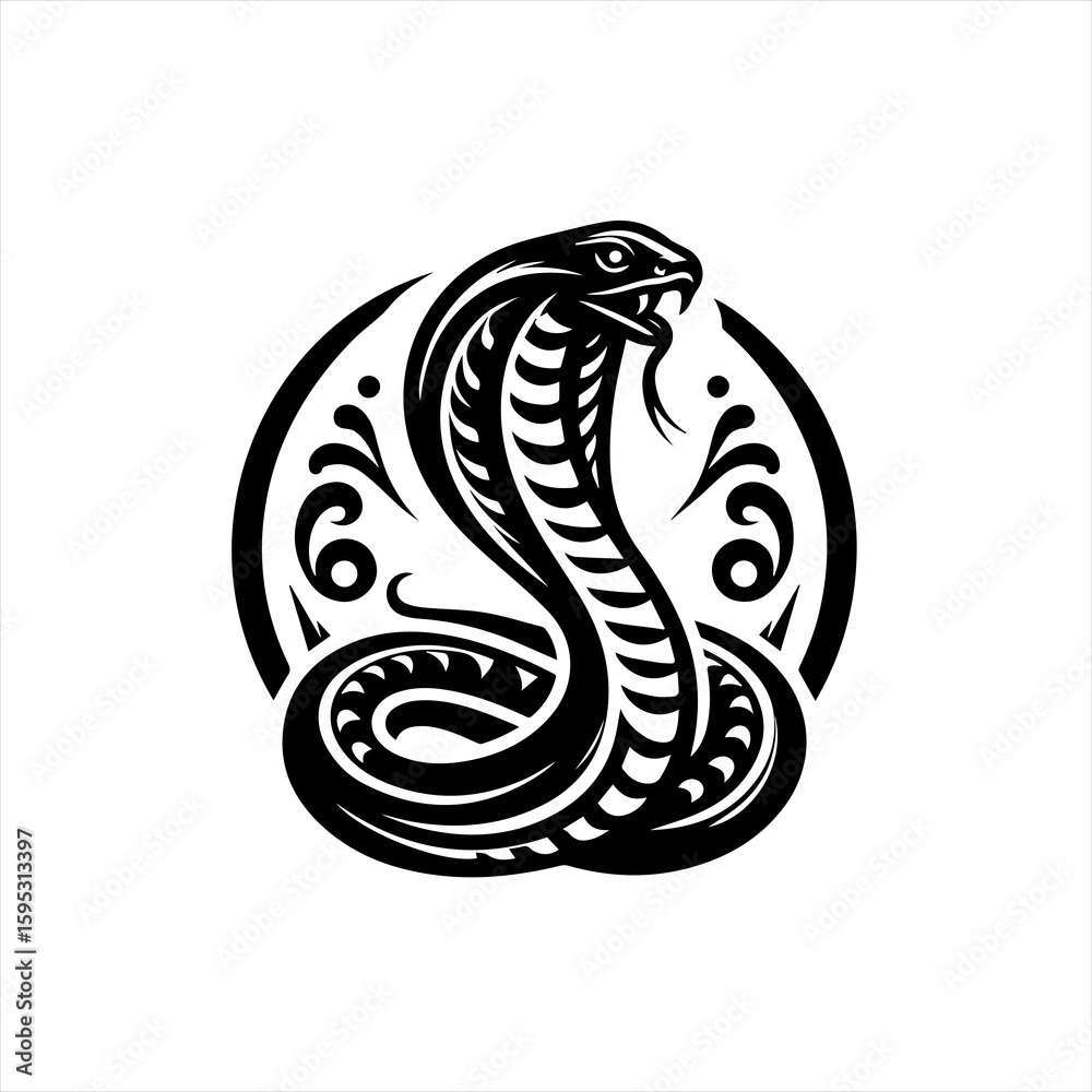 Fototapeta premium Cobra coiled in a circle