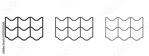 Roof tile icon in stroke art design versions. EPS 10